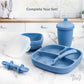 Silicone Suction Bowl with Press In Lid Blue