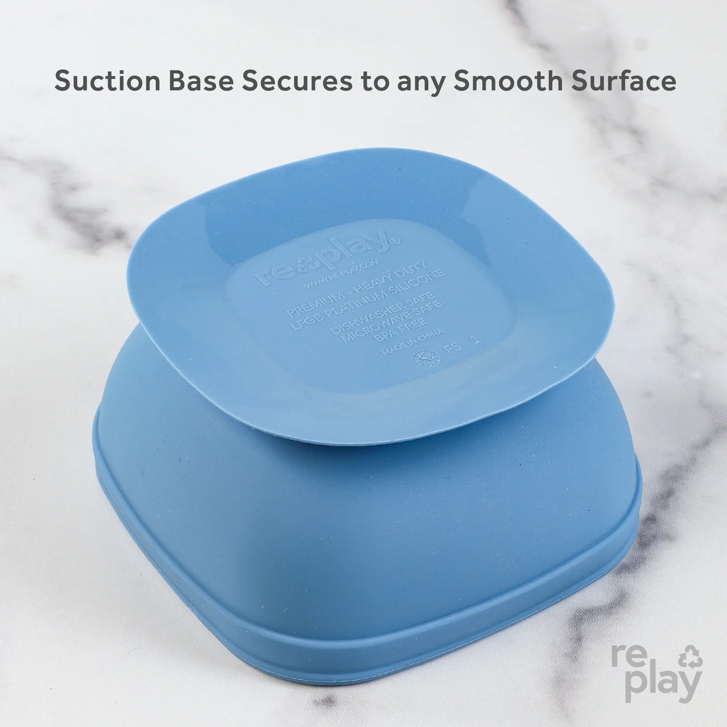 Silicone Suction Bowl with Press In Lid Blue