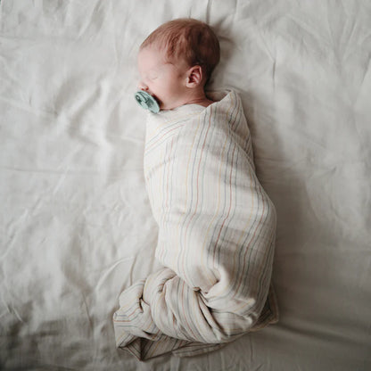 Organic Cotton Muslin Swaddle Blanket-Retro Stripes