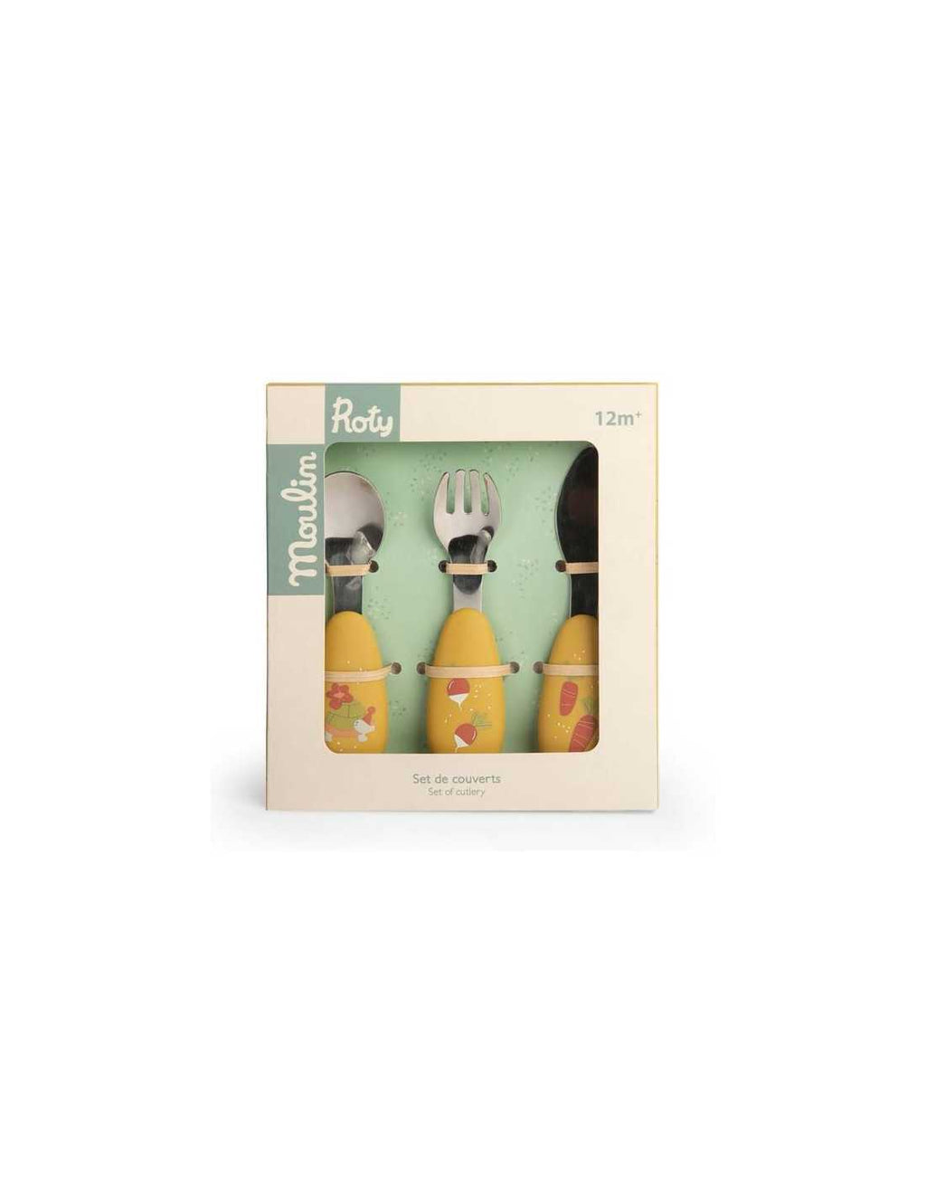 Set de cubiertos silicona Trois Petits Lapins Moulin Roty