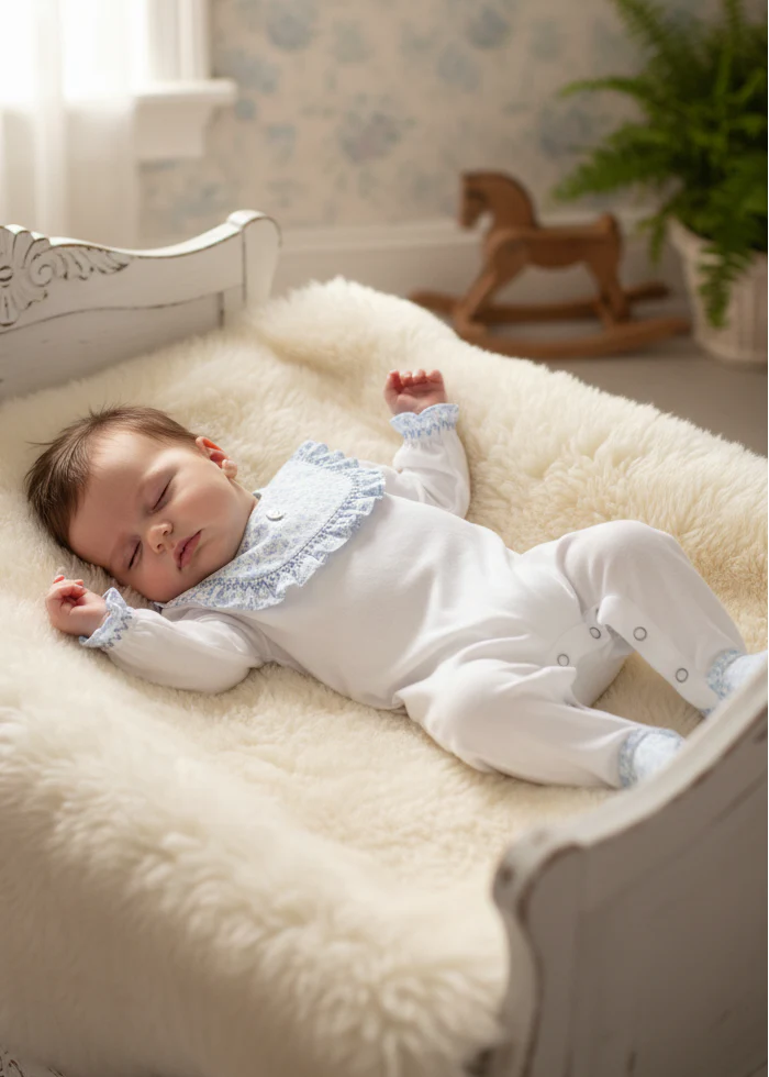 Blue & White Floral Babygrow