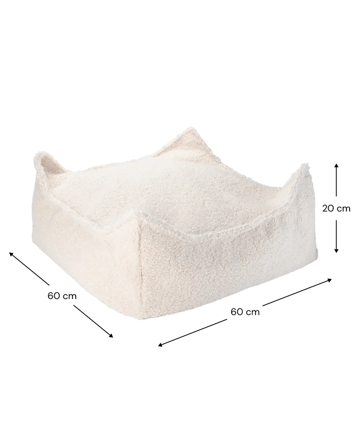 Cream White Square Ottoman