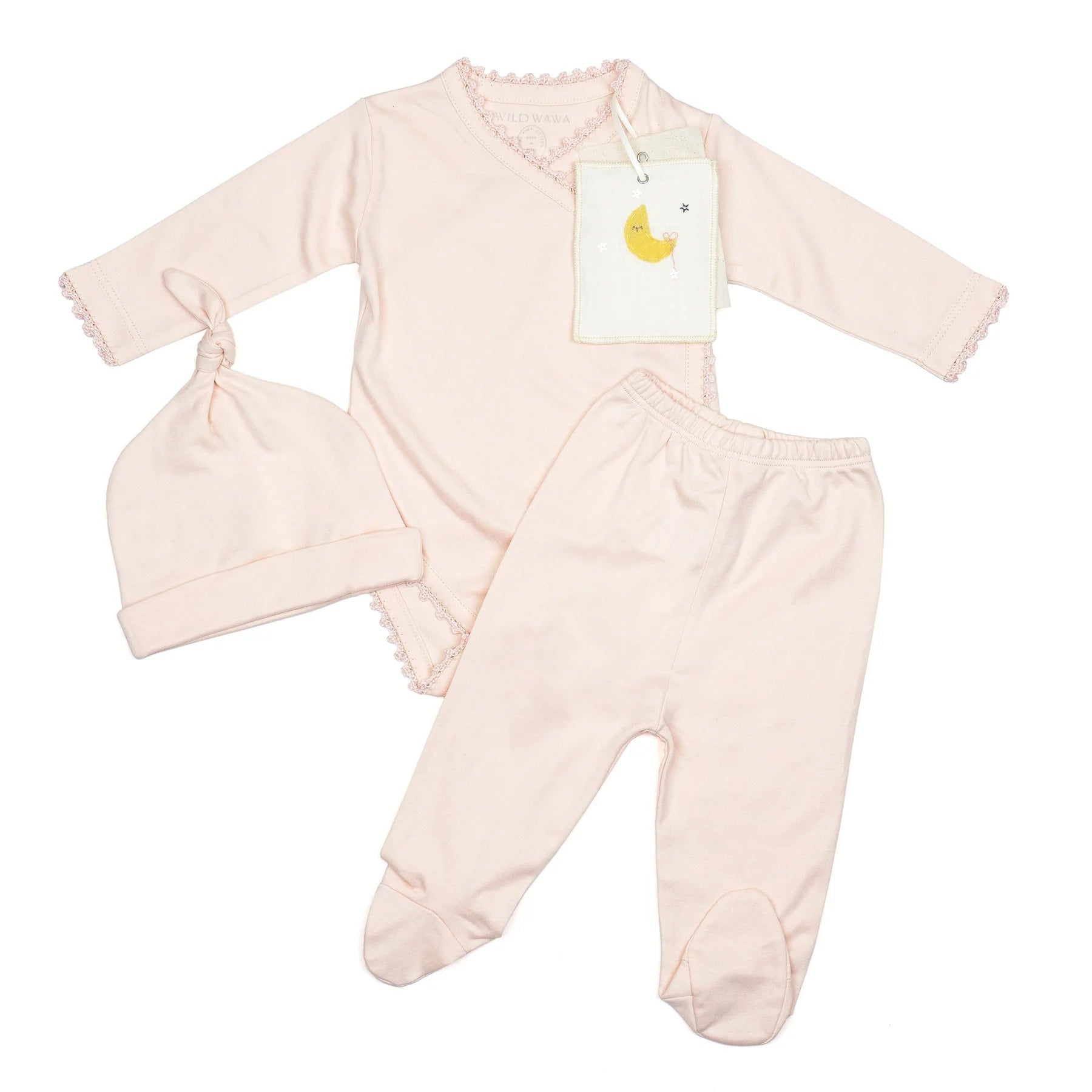 Crochet Trim Three Piece Set- Pink