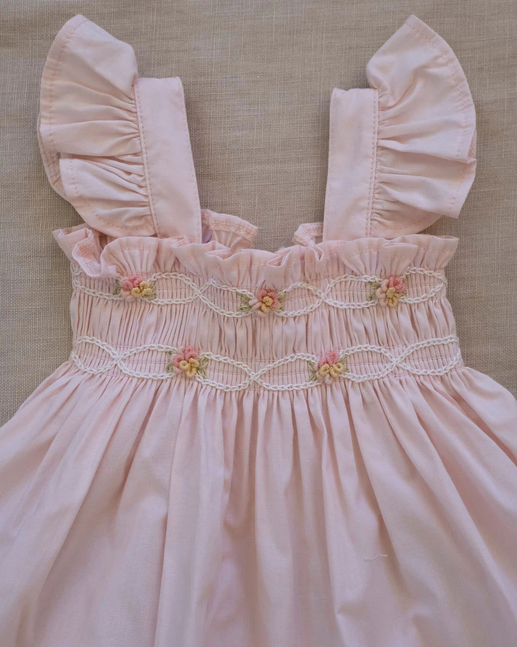Embroidered Flutter Set in Pink