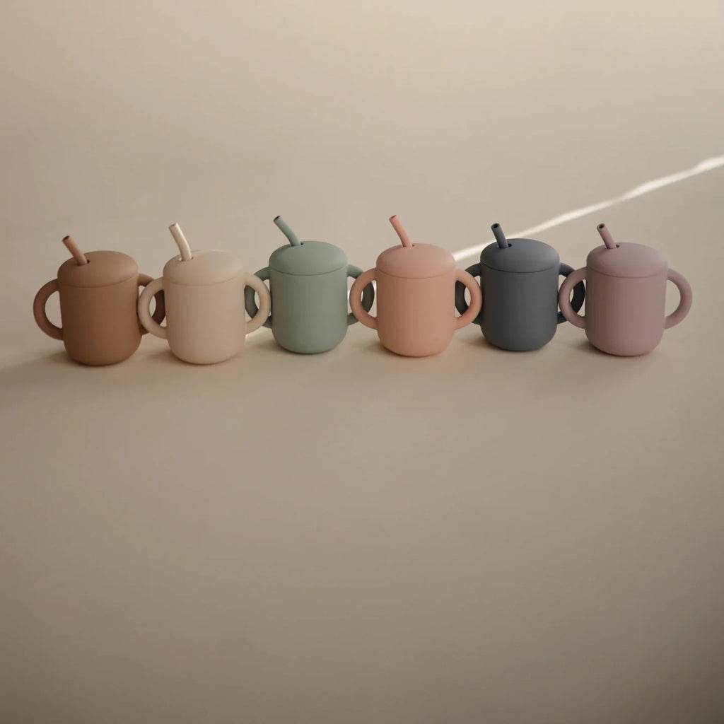 Silicone Training Cup + Straw, Blush