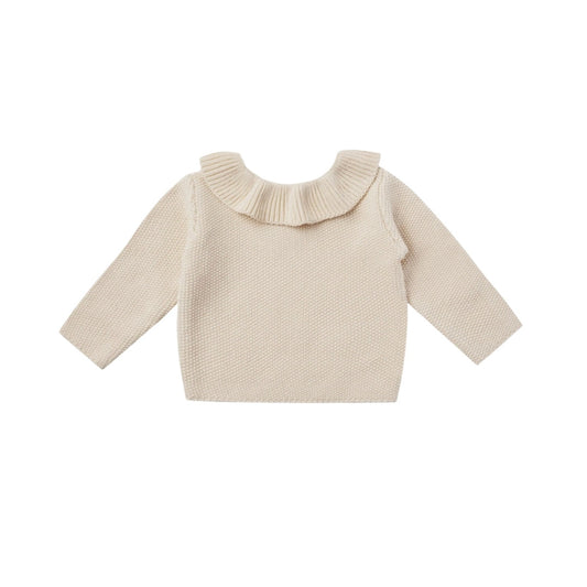 Ruffle Collar Knit Sweater - Natural