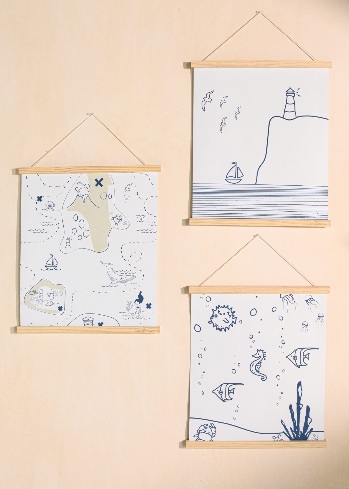 Hanging Poster Trio with Magnetic Wooden Frame Large - BALTIK