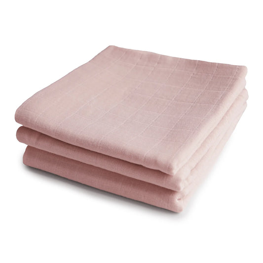 Organic Cotton Muslin Cloths 3-Pack, Blush
