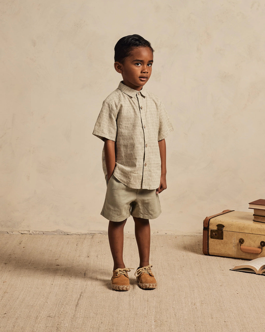 collared short sleeve shirt || block stripe