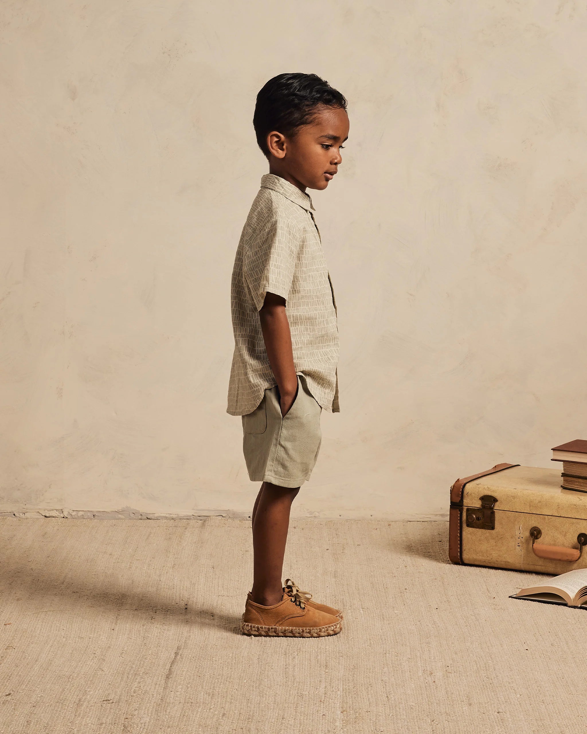 collared short sleeve shirt || block stripe