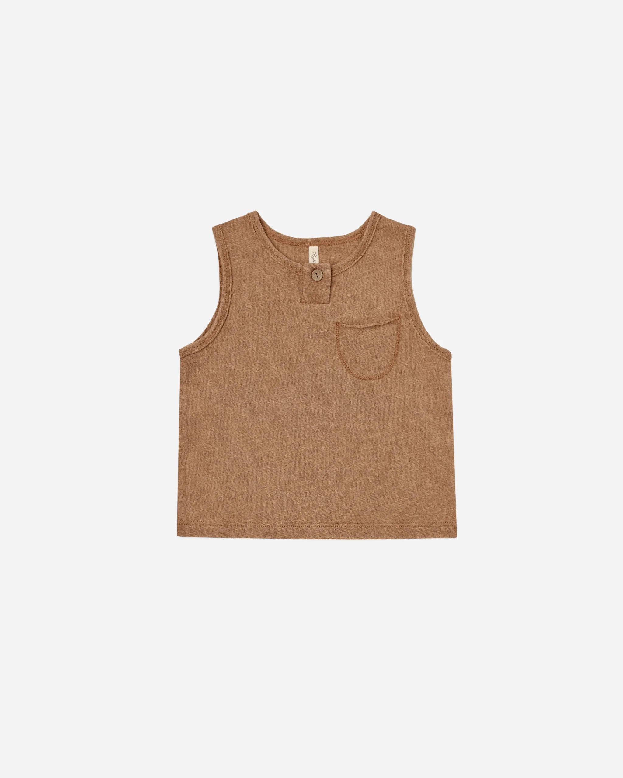 jersey button tank || camel