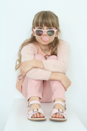 Olivia Leather Buckle Sandal - Pink
