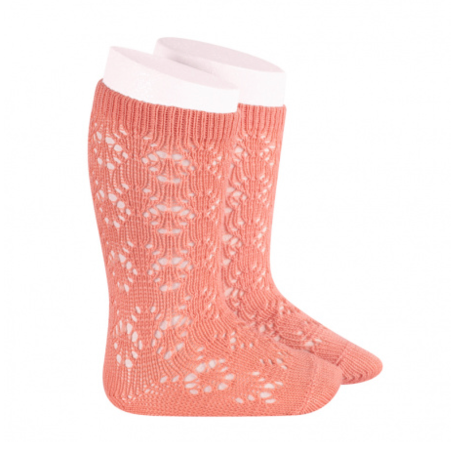 Perle Geometric Openwork Knee High Socks 25072