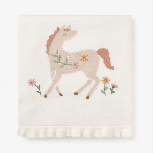 Pony Meadow Knit Blanket White 30x40