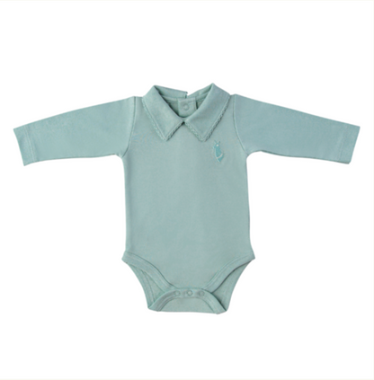 Long Sleeve Pointed Collar Bodysuit Mint