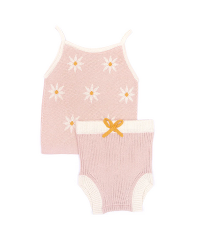 Pink&Natural Daisy Knitted Set