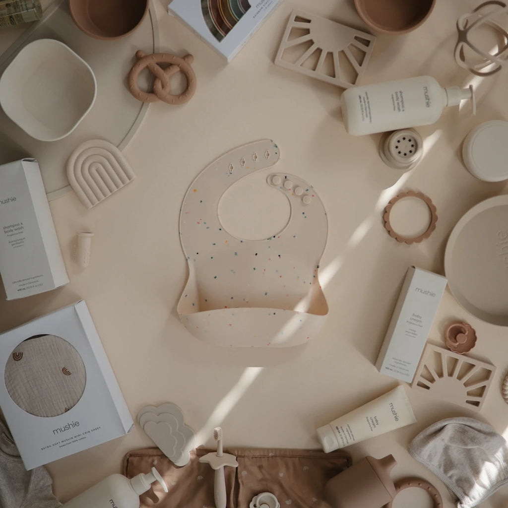 Silicone Baby Bib, Vanilla Confetti