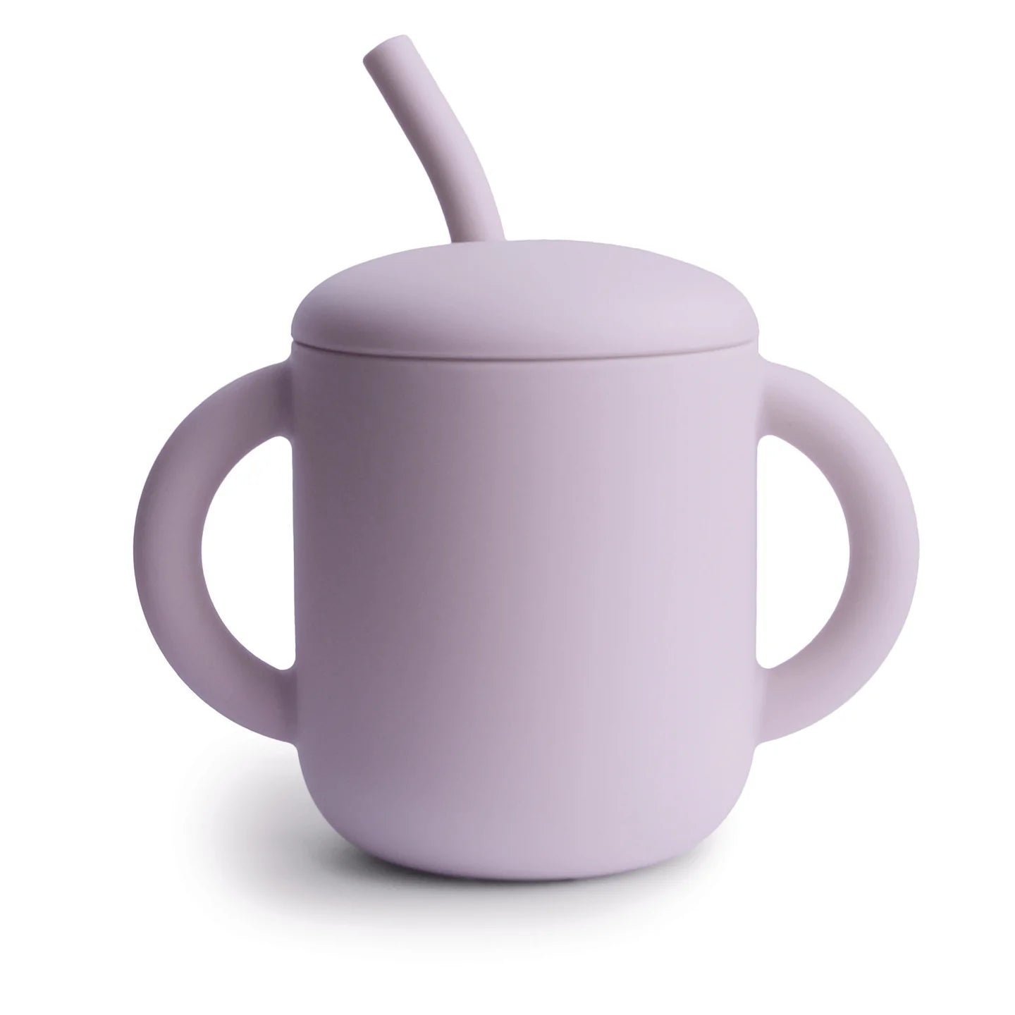 Silicone Training Cup + Straw, Soft Lilac
