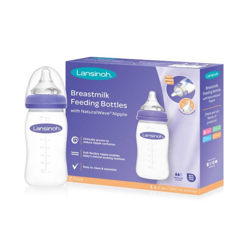 3 Biberones con Tetina NaturalWave® Lansinoh - 240 ml