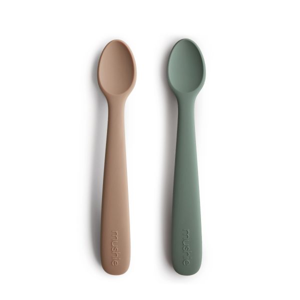Silicone Feeding Spoons 2-Pack, Dried Thyme/Natural