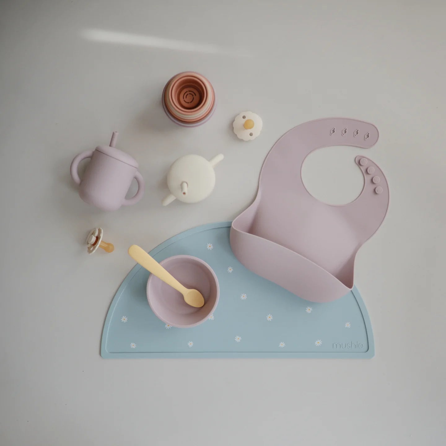 Silicone Training Cup + Straw, Soft Lilac