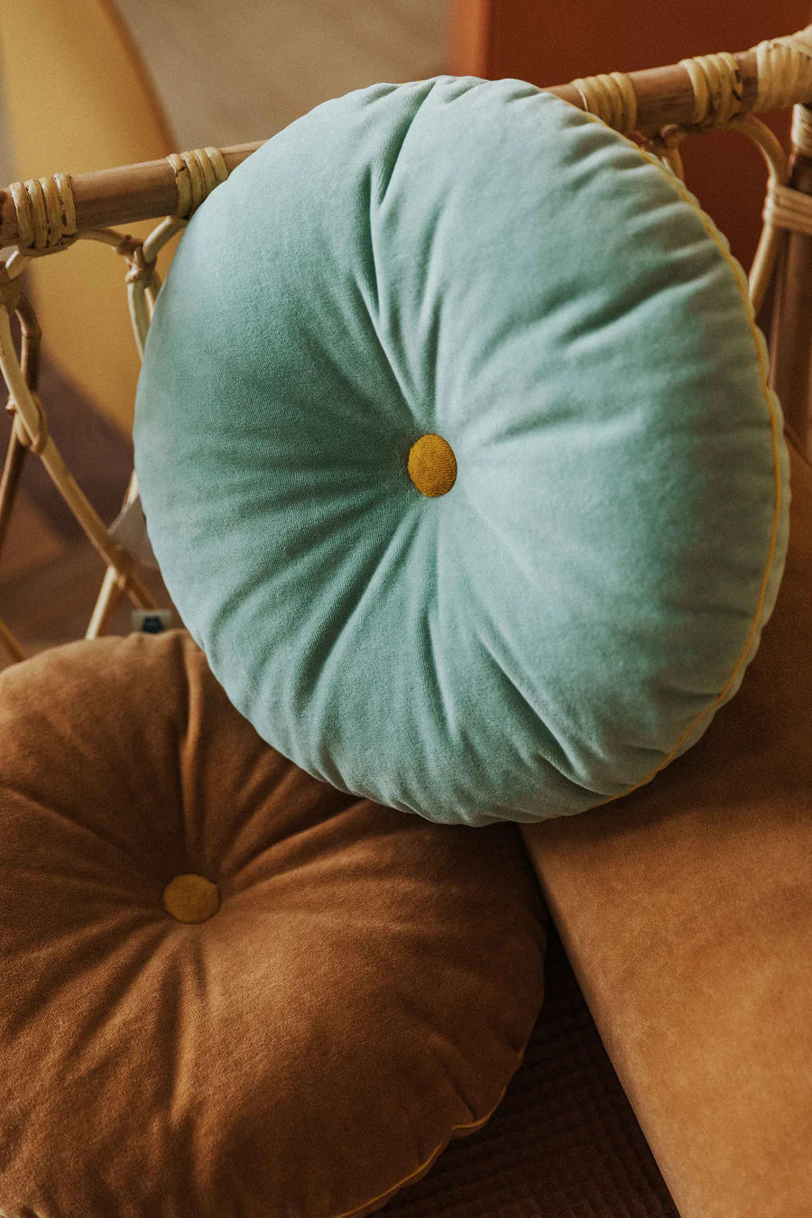 Jade Button Cushion