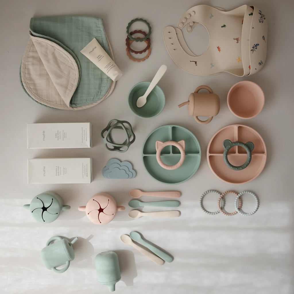 Silicone Training Cup + Straw, Blush